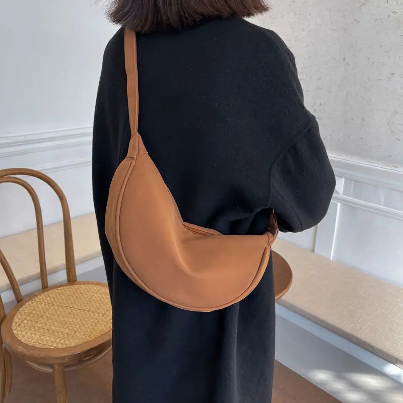 Nubuck PU Leather Shoulder Dumpling Bags For Women Large Capacity Totes Handbags