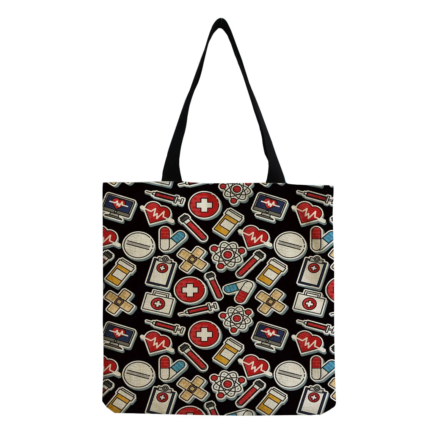 Nurse Print Eco Shopping Bags Women's Handbag Linen Totes Casual