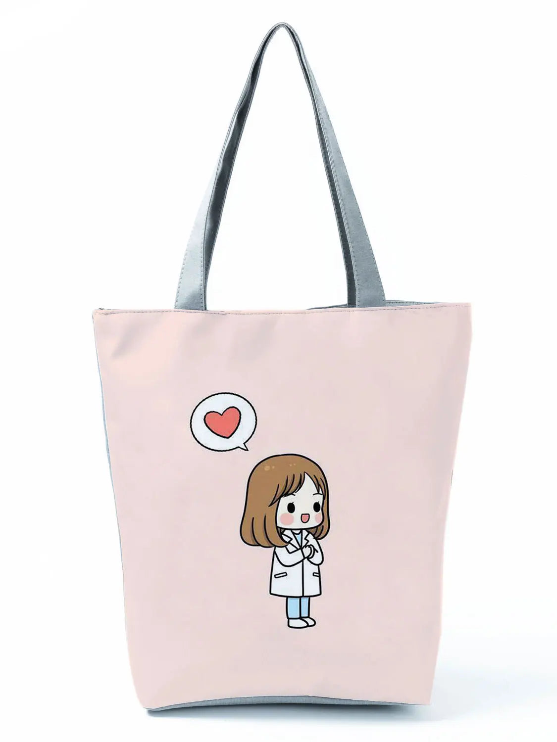 Nurse Printed Handbag Cartoon Women Shoulder Bag Girl Outdoor Travel Beach Bag D