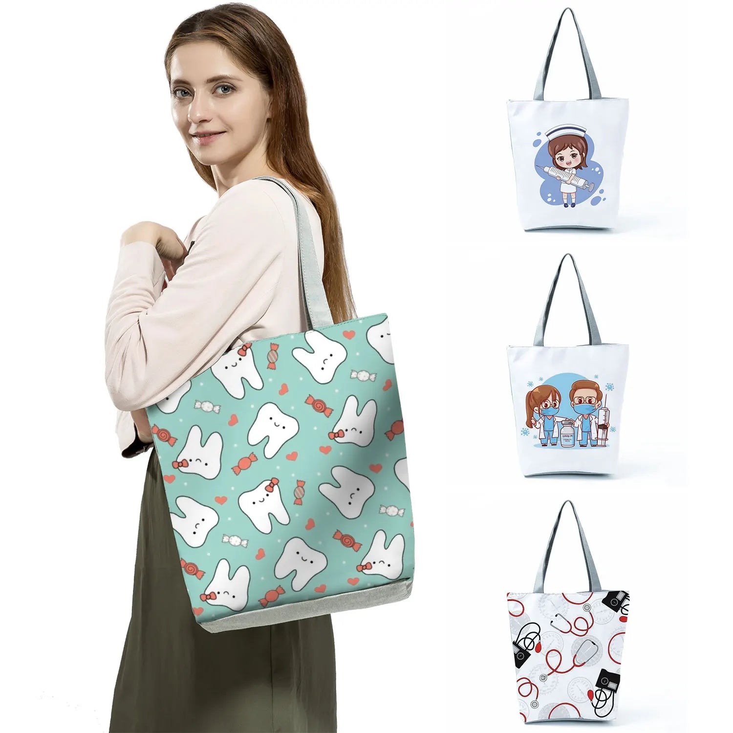 Nurse Cartoon Tote Eco-Friendly Bag
