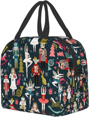 Nutcracker Ballet Xmas Dance Lunch Bag Portable Reusable Insulated Box
