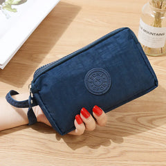 Nylon Clutch Purse Long Wallet Three Layer Purses Large Capacity Zipper Wallets