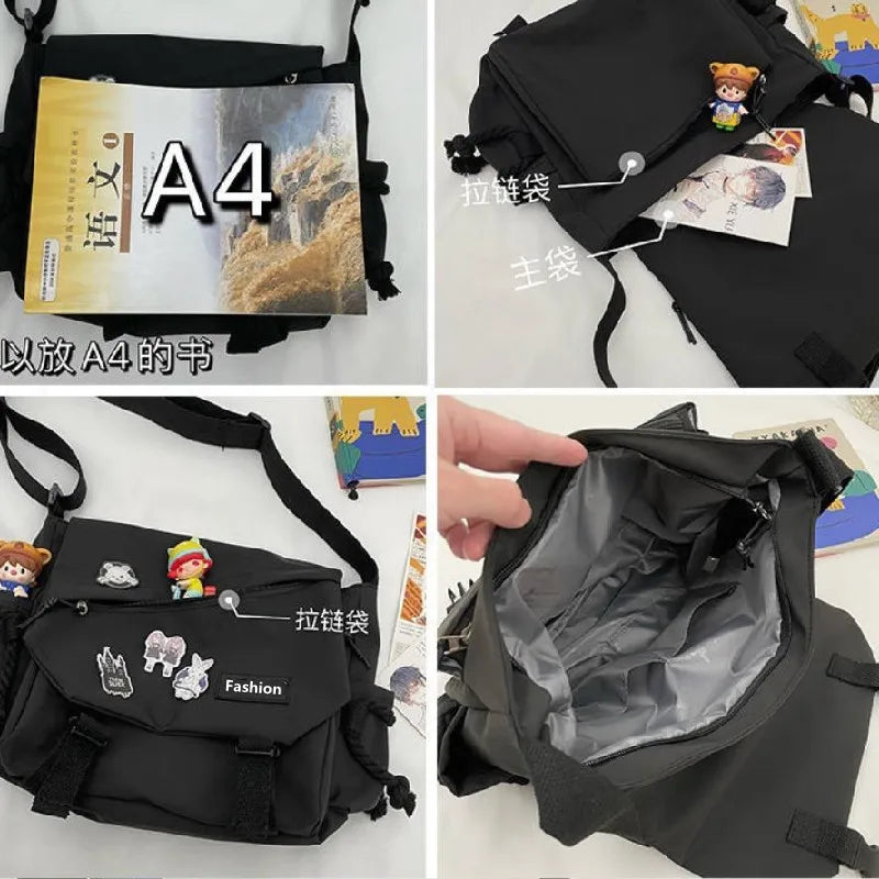 Nylon Crossbody Bag Large Canvas Messenger Handbag