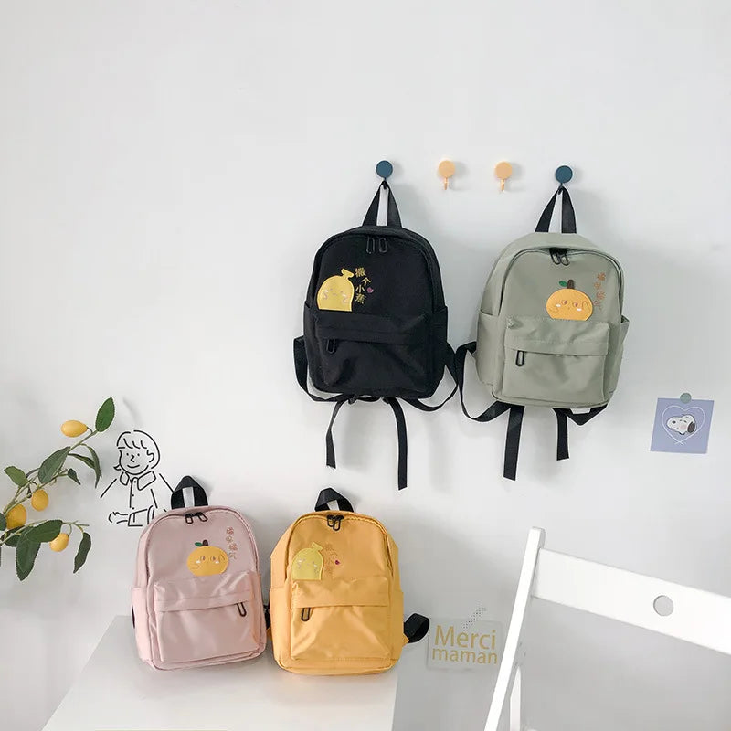 Orange Kids Backpack Nylon School Bag for Girl Toddler Baby Book Bags