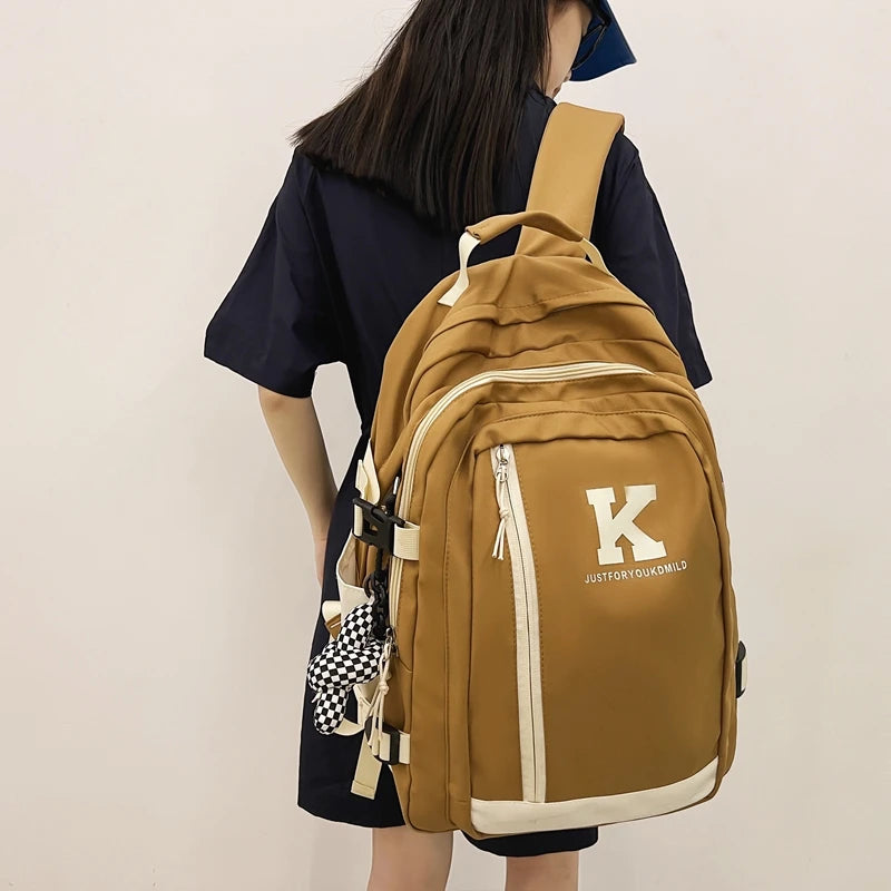 Nylon Printed Women Backpack School Bag for Teenage Girls