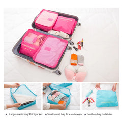 6-Piece Nylon Packing Cube Travel Bag Set for Clothing Organization
