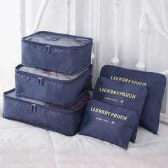 6-Piece Nylon Packing Cube Travel Bag Set for Clothing Organization
