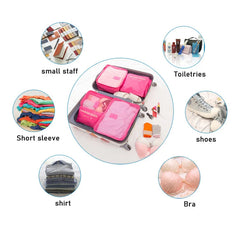 6-Piece Nylon Packing Cube Travel Bag Set for Clothing Organization