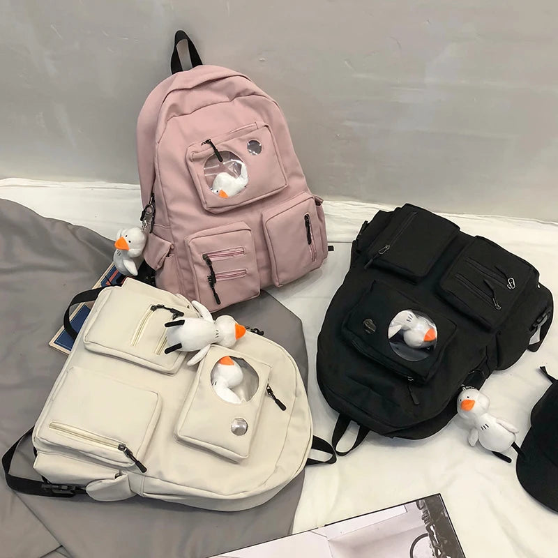Nylon School Bags for Girls Large Capacity Backpack