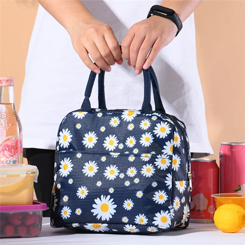 Nylon Insulated Lunch Bags Portable Zipper Cooler for Picnic Travel