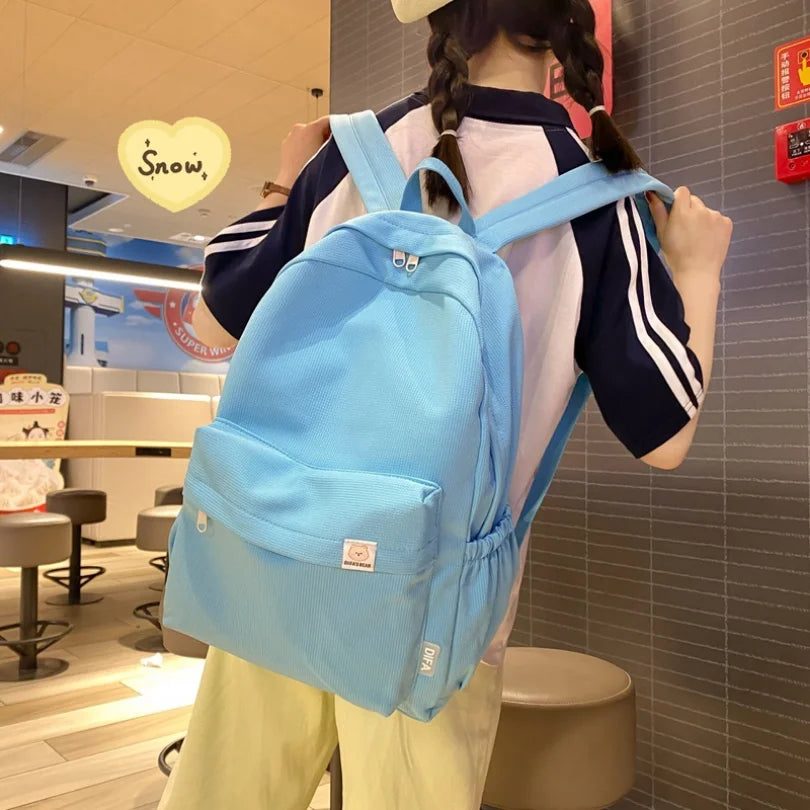 Waterproof Nylon Backpack College Style Travel Rucksack School Bags