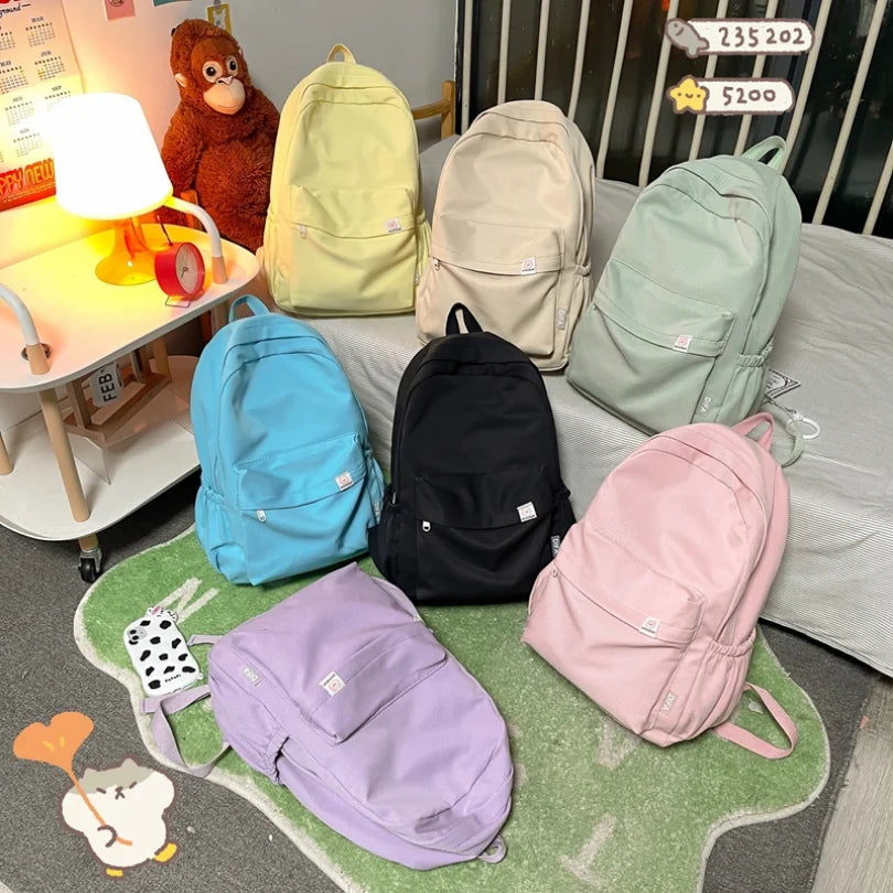 Waterproof Nylon Backpack College Style Travel Rucksack School Bags