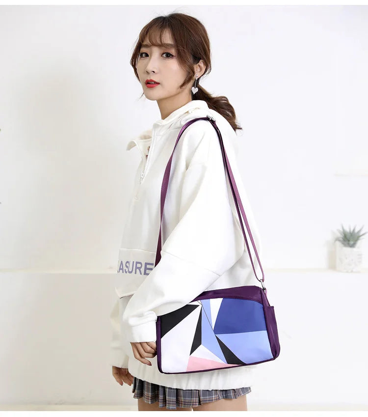 Nylon Women's Shoulder Bags Splice Female Crossbody Bags