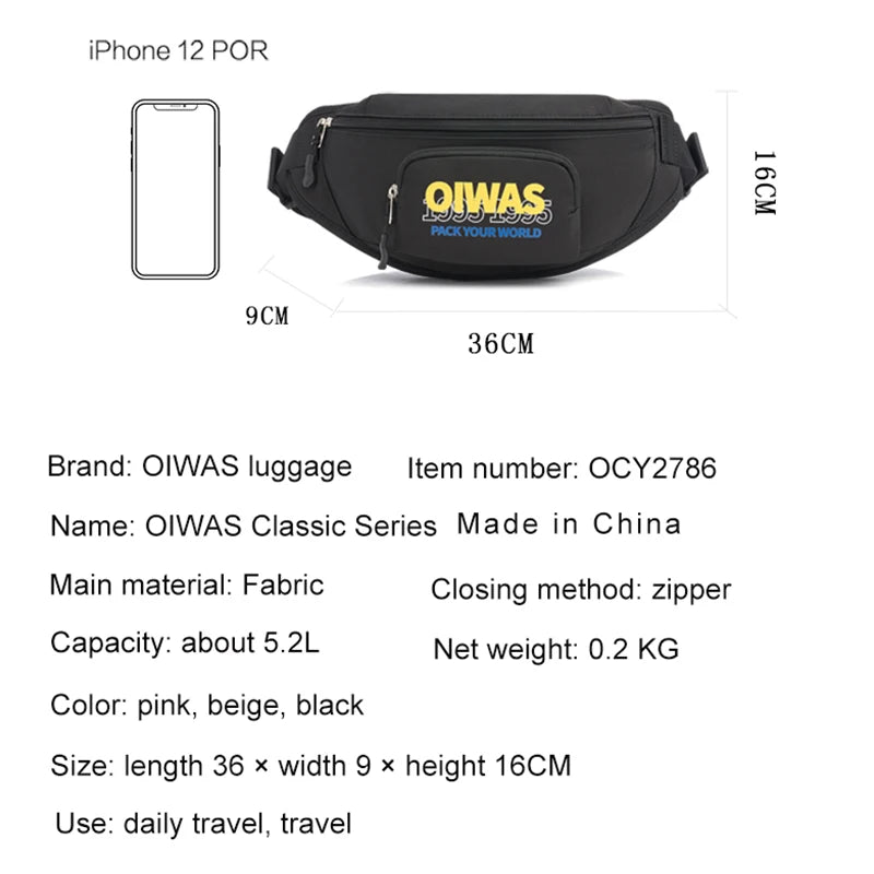 Canvas Waist Bag Pack Purse Large Phone Belt Bag Pouch