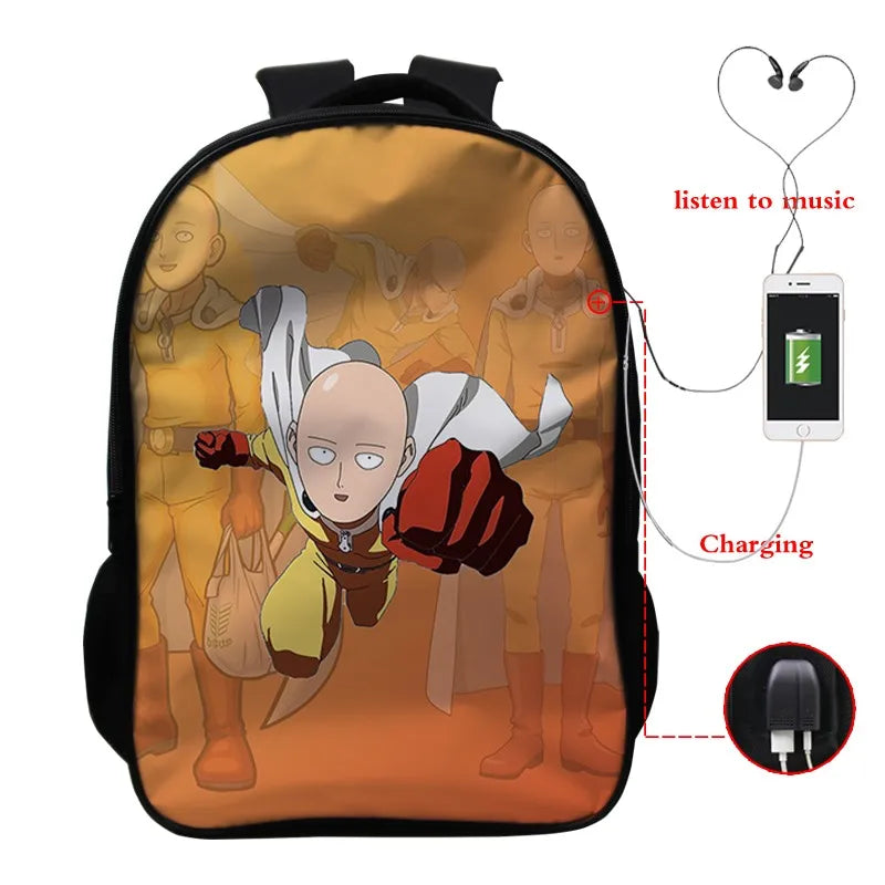 One Punch-Man USB Charging Laptop Backpack