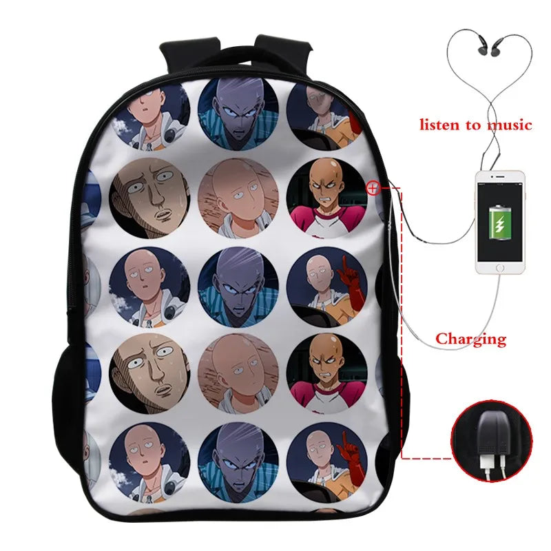 One Punch-Man USB Charging Laptop Backpack