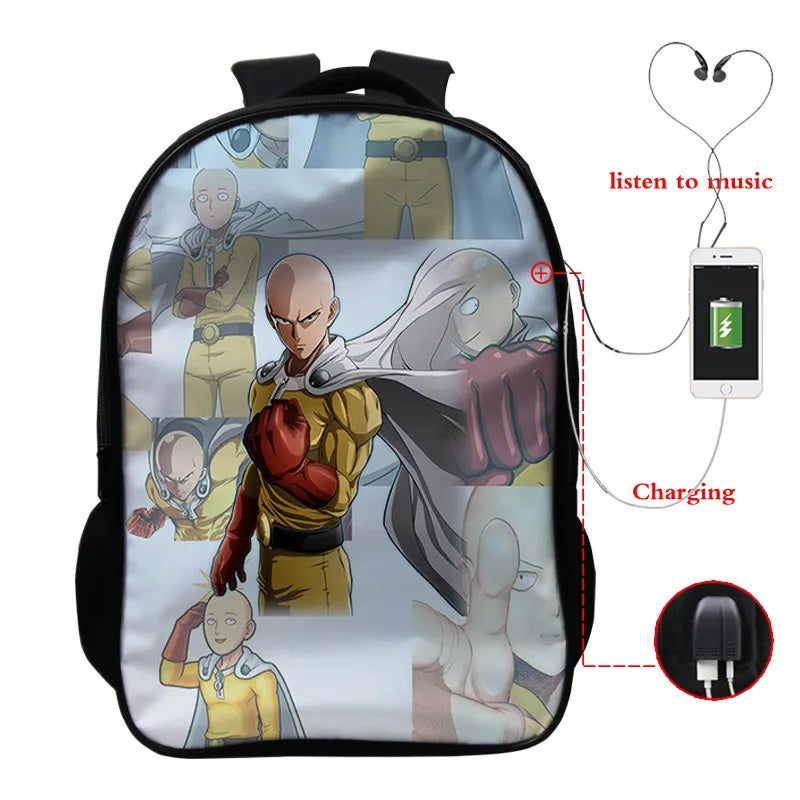 One Punch-Man USB Charging Laptop Backpack