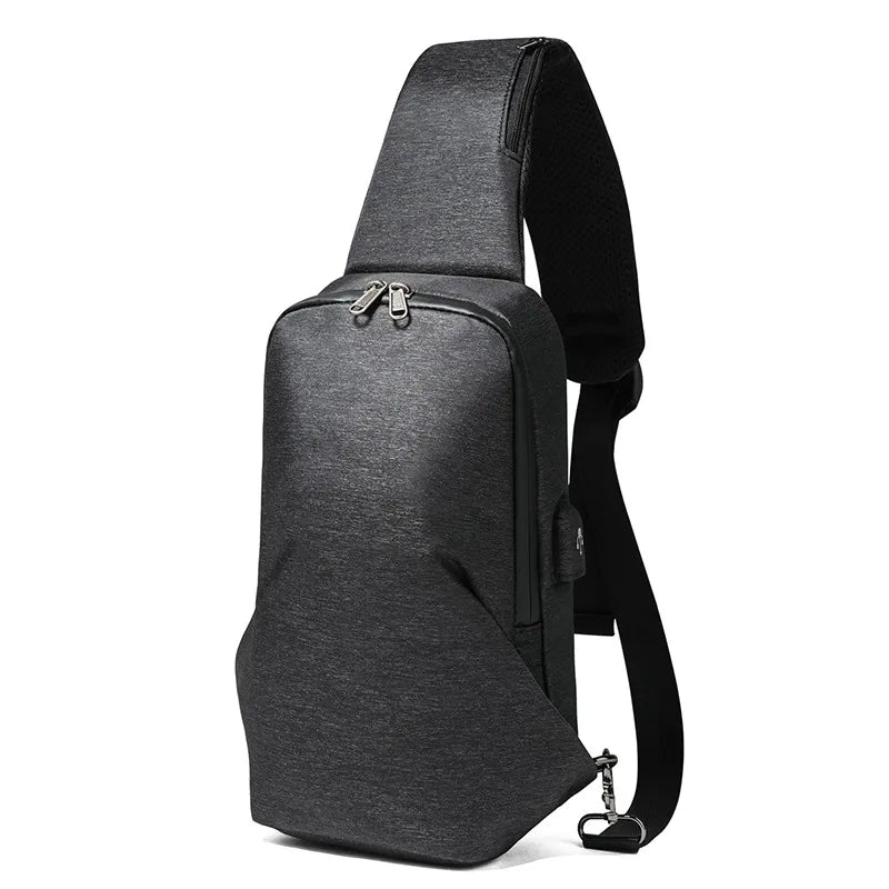 Water Repellent Crossbody Bag for Men, 9.7 inch iPad Chest Bag with USB Charging