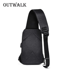 Water Repellent Crossbody Bag for Men, 9.7 inch iPad Chest Bag with USB Charging