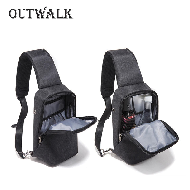 Water Repellent Crossbody Bag for Men, 9.7 inch iPad Chest Bag with USB Charging
