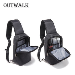 Water Repellent Crossbody Bag for Men, 9.7 inch iPad Chest Bag with USB Charging
