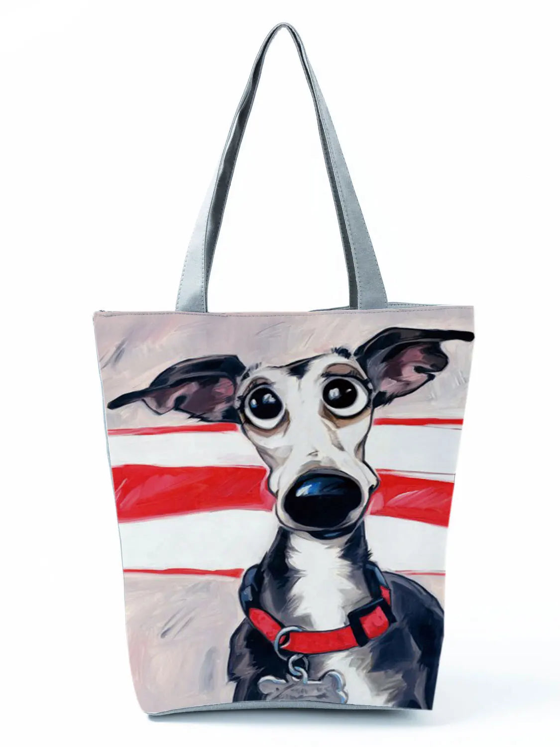 Grey Hound Dog Oil Painting Tote Bag for Shopping and Travel