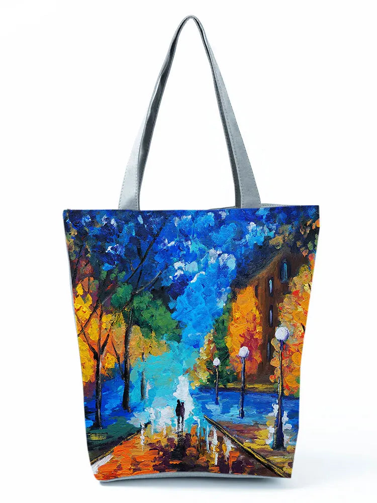 Oil Painting Printing Handbags Art Women Shoulder Bag High Capacity Shopping Bag