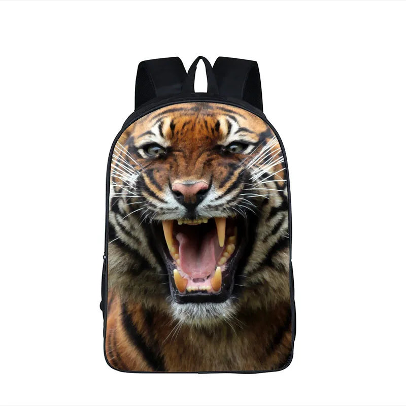 Oil Painting Tiger Backpack Polyester Comfortable Large Capacity School Bags