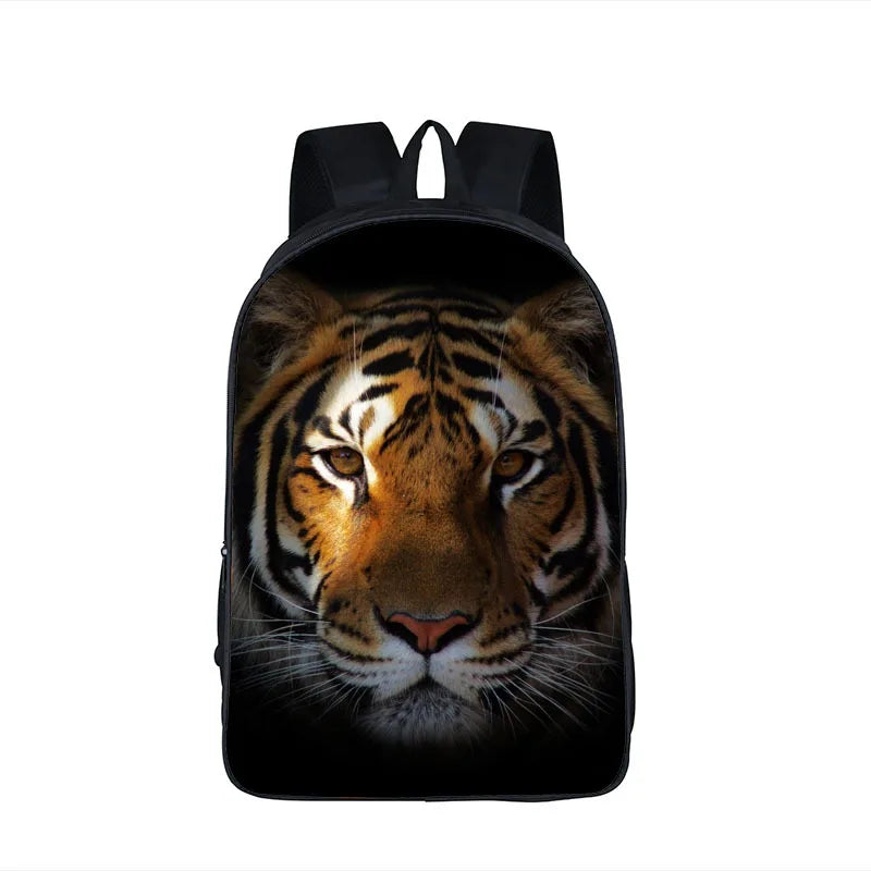 Oil Painting Tiger Backpack Polyester Comfortable Large Capacity School Bags
