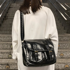 Oil Wax Skin Retro Crossbody Bag Pu Leather Shoulder Handbag