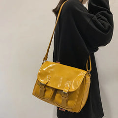 Oil Wax Skin Retro Crossbody Bag Pu Leather Shoulder Handbag