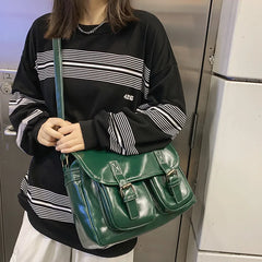 Oil Wax Skin Retro Crossbody Bag Pu Leather Shoulder Handbag