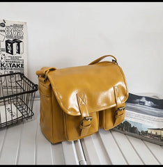 Oil Wax Skin Retro Crossbody Bag Pu Leather Shoulder Handbag