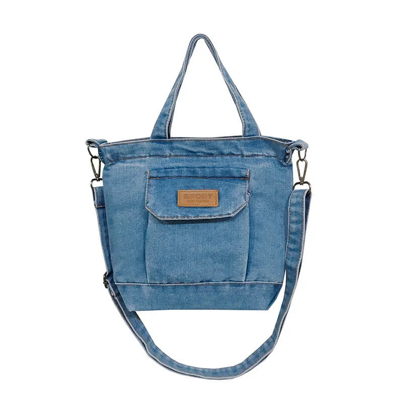 Denim One Shoulder Bag Student Art Shopping Bag