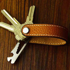 Leather Organizer Keychain Bottle Opener Multifunctional Holder