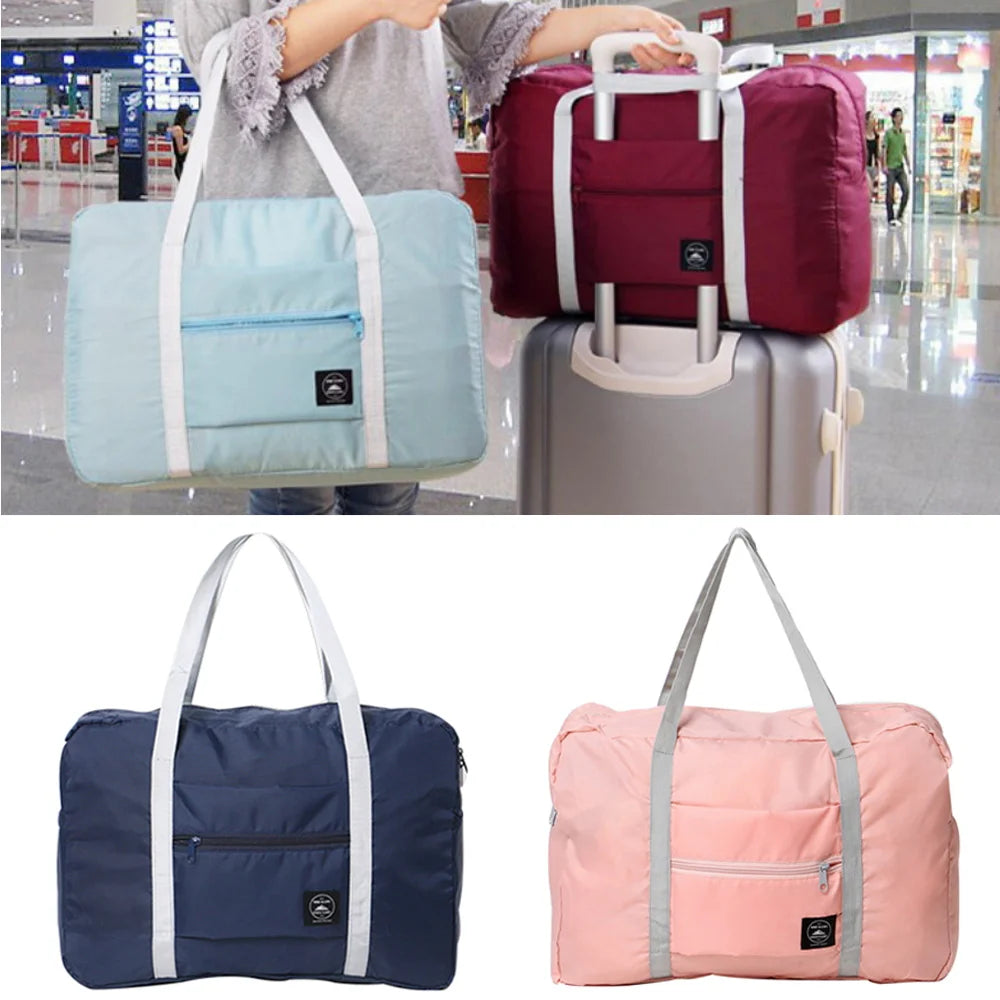 Food Print Tote Bag Travel Storage Organizer Zipper Handbag