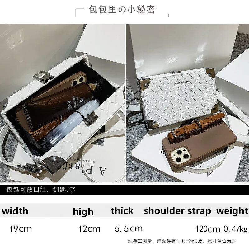 Minimalist PU Women Soft Mini Handbag Square Neutral Shoulder Bag