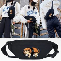 Narcissistic Cat Print Waist Bag Running Belt Pouch