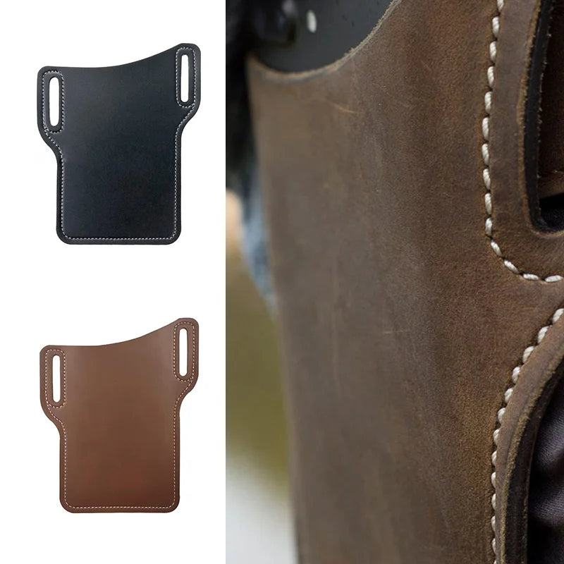 Men Leather Vertical Pockets Multifunctional Outdoor Belt Phone Bag