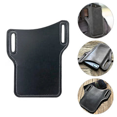 Men Leather Vertical Pockets Multifunctional Outdoor Belt Phone Bag