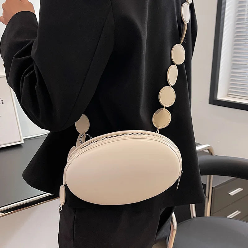 Circular Shoulder Bag Egg Shape Crossbody Messenger Bag