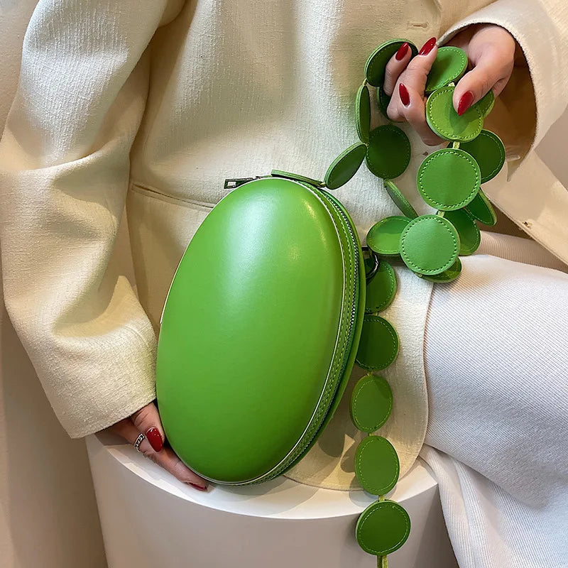 Circular Shoulder Bag Egg Shape Crossbody Messenger Bag