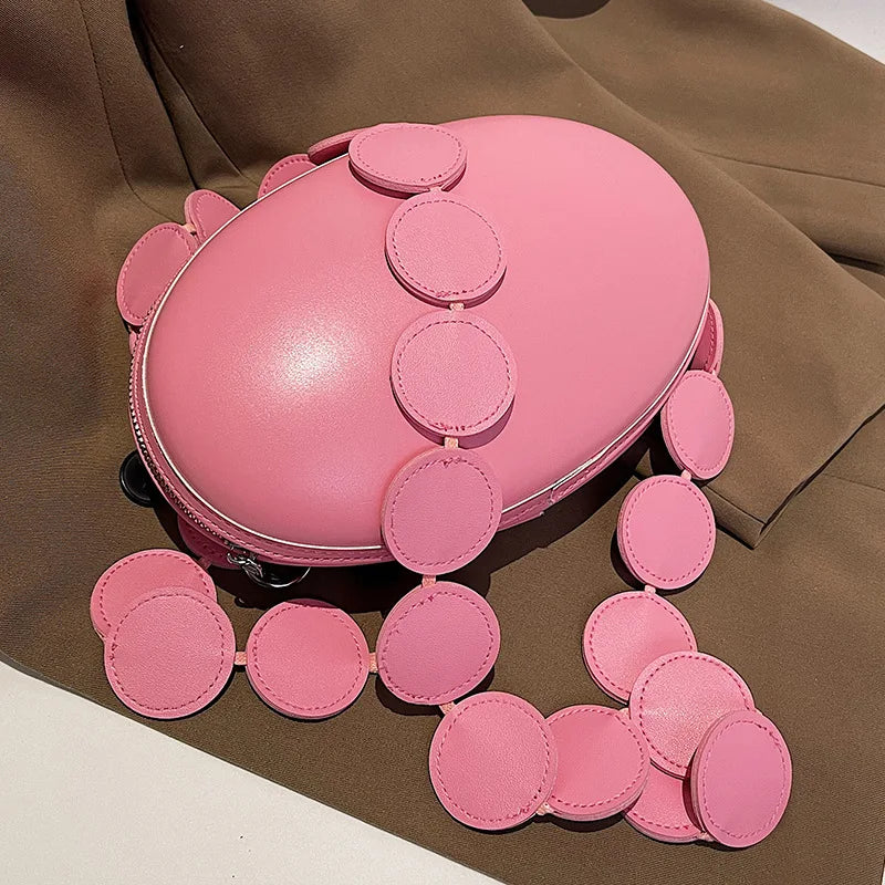 Circular Shoulder Bag Egg Shape Crossbody Messenger Bag