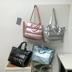 Waterproof Nylon Padded Tote Bag Quilted Cotton Space Handbag