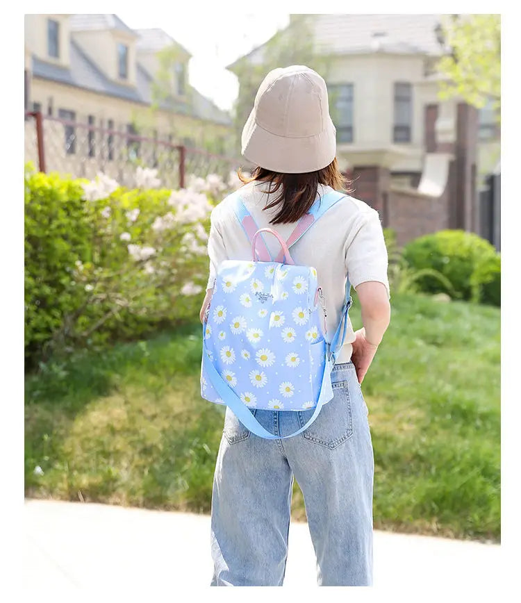 Anti Theft Waterproof School Backpack for Women, Oxford Material