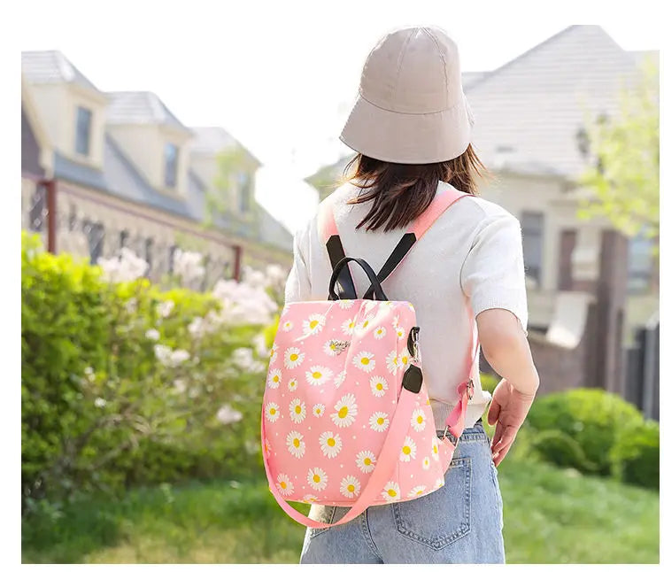 Anti Theft Waterproof School Backpack for Women, Oxford Material