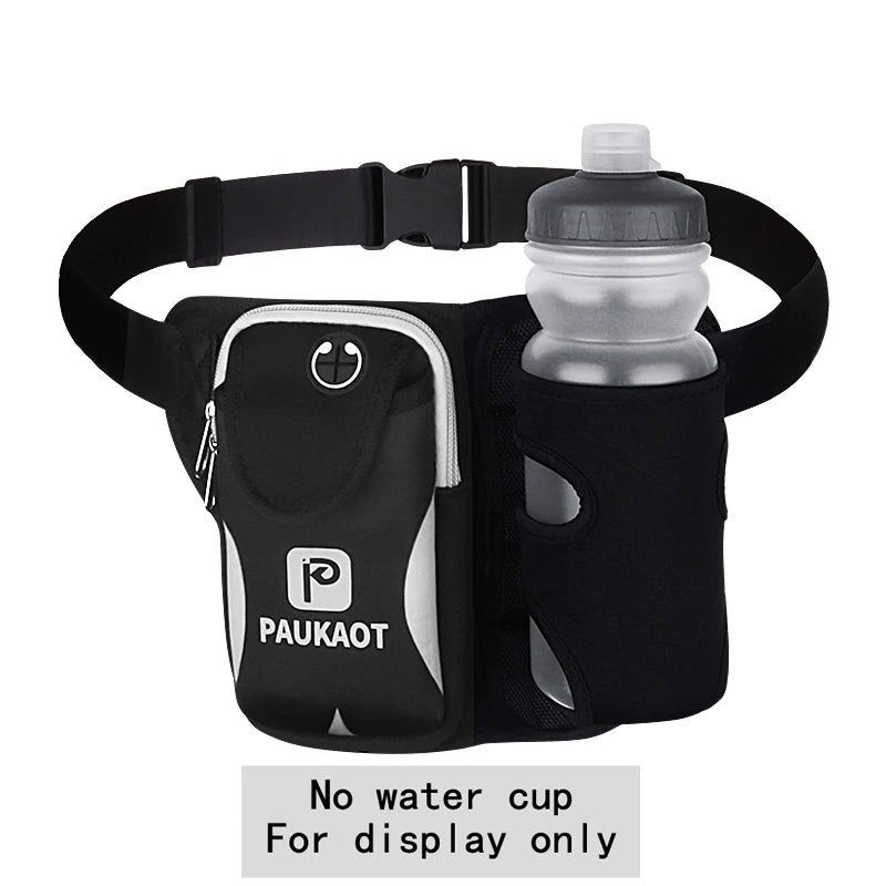 Running Waist Bag with Water Bottle - Phone Pocket - Hiking Camping Fanny Pack