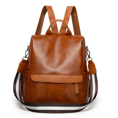 Women's PU Leather Business Backpack Waterproof Large Capacity Daypack