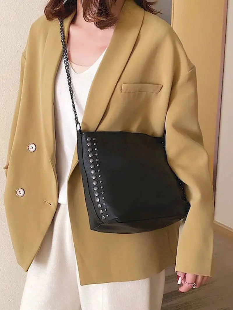 Women's PU Leather Rivet Crossbody Shoulder Bag