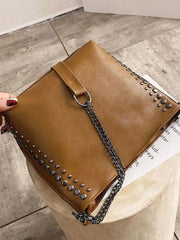 Women's PU Leather Rivet Crossbody Shoulder Bag